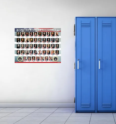 Vista 4 de Póster de los presidentes de los Estados Unidos de América, cartel horizontal laminado para decoración de pared escolar, para aula