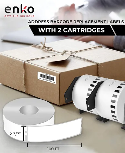 Vista 2 de enKo DK-2223 6 rollos de etiquetas de papel en blanco continuo (2 pulgadas x 100 pies)