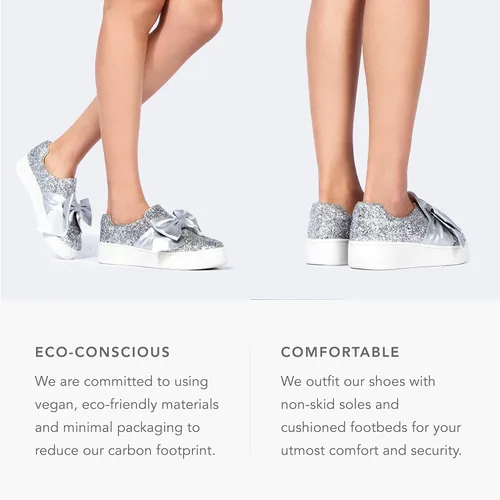 Vista 3 de J. Adams - Tenis de plataforma sin cordones con diseño de moño, cómodos y de punta cerrada - Wally