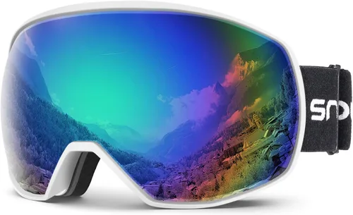 Vista 14 de Gafas de esquí para hombres y mujeres con protección UV, lente doble antivaho 09 B-3#gris