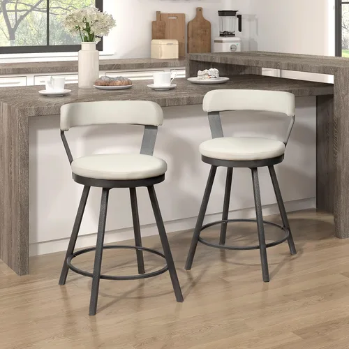 Vista 9 de Lexicon Ruthie - Juego de 2 taburetes giratorios para encimera de cocina con respaldo, 25.5 pulgadas de altura de asiento de 25.5 pulgadas, sillas