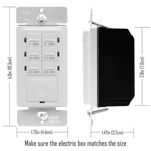 Vista 8 de Enerlites Interruptor temporizador de cuenta regresiva para ventiladores de baño y luces del hogar, configuraciones de 1-5-10-15-20-30 minutos