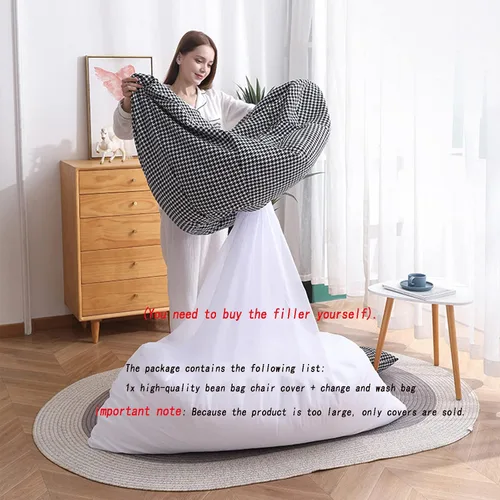 Vista 6 de HWOEK Lazy Sofa puff con reposapiés – sin relleno, funda suave para puf, almacenamiento de animales de peluche o asiento de tumbona de espuma