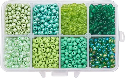 Vista 8 de PH PandaHall 12000 cuentas de semillas verdes de 0.079 in, 12/0 cuentas de 15 colores verdes