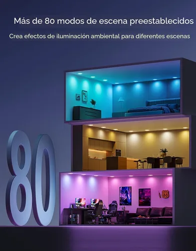Vista 7 de Govee Iluminación empotrada inteligente de 4 pulgadas, luz LED RGBIC empotrada compatible con Matter y Alexa, 2700K-6500K regulable, 900 lúmenes