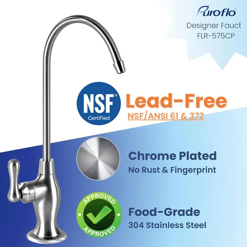 Vista 2 de Grifo de ósmosis inversa cromado, grifo de agua potable sin plomo certificado NSF para sistema de filtración de agua debajo del fregadero y sistema