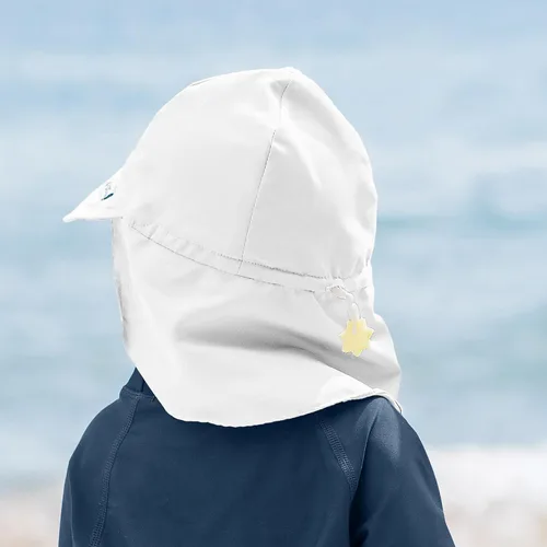 Vista 3 de Green Sprouts Sombrero de natación unisex para bebé con protección solar y solapa Blanco