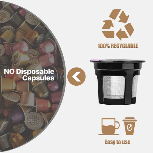 Vista 9 de K Cups reutilizables para K-eurig, paquete de 8 K Cups de cápsulas de café reutilizables, K Cup reutilizable universal para K-eurig 1.0 y 2.0