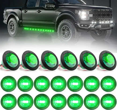 Vista 12 de PSEQT Flash estroboscópico de 3/4 pulgadas + luces de marcador constante, luces LED de doble función, luces redondas de separación lateral traseras