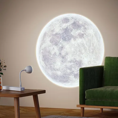 Vista 3 de Proyector de luz nocturna de luna, lámpara de proyector USB con 3 modos LED ambientales, control remoto, luz nocturna, dormitorio, sala de estar