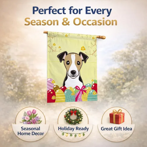 Vista 509 de Caroline's Treasures BB1923GF Bandera decorativa para jardín con diseño de Border Collie, para caza de huevos de Pascua, para jardín, jardín, patio