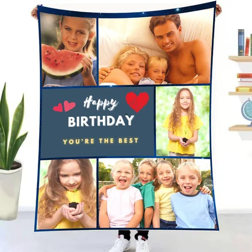Vista 12 de Manta personalizada con foto y texto personalizado, manta para papá con imágenes de regalo para bebés, amigos, amantes y mascotas, manta