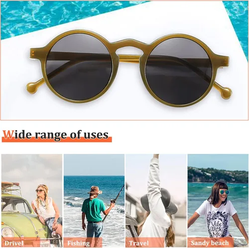 Vista 6 de Kelens - Gafas de sol redondas para mujer estilo clásico estilo retro protección UV400