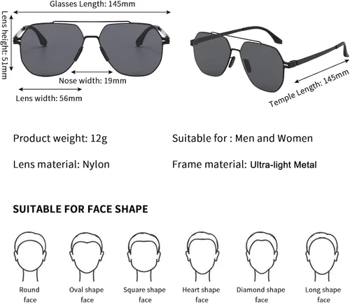 Vista 3 de Fullgren Gafas de sol polarizadas de polígono de gran tamaño para mujeres y hombres, persianas vintage UV400, clásicas grandes gafas de sol
