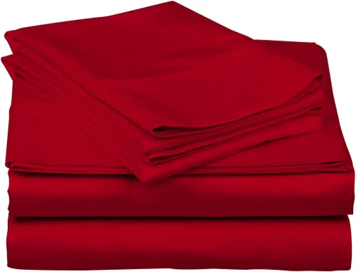 Vista 11 de Juego de sábanas de 800 hilos de 4 piezas, 100% algodón, color burdeos, para cama de tamaño individual, juego de ropa de cama de algodón de fibra