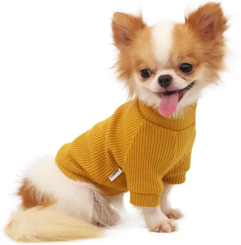 Vista 8 de LOPHIPETS Suéteres de cuello alto para perros pequeños para Chihuahua Teacup Yorkie Cachorro Ropa para Gatos - Rosa Claro Brillante/XXS
