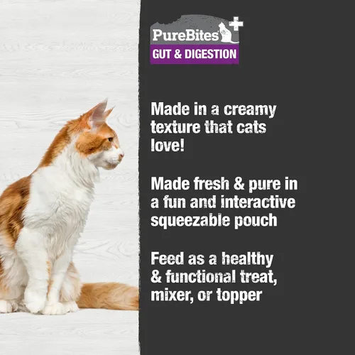 Vista 4 de PureBites Plus Squeezables Cat Treat • Topper 2.50 oz intestino y digestión 5 ingredientes Caja de 15