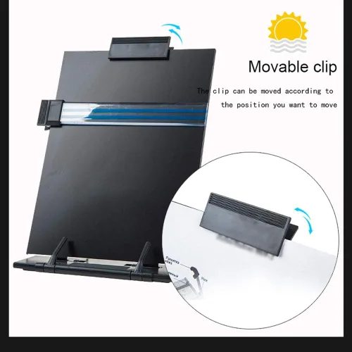 Vista 2 de Hanghs - Soporte para documentos de escritorio, portapapeles para partituras, libro de cocina, libro con 7 posiciones ajustables y clip lateral