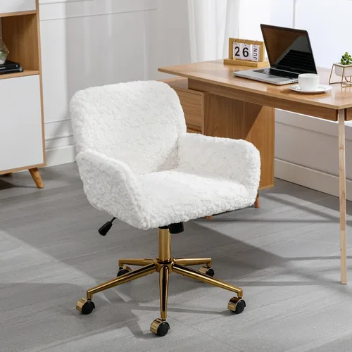 Vista 14 de Silla de oficina - Silla para el hogar y el tocador con base de metal dorado, diseño giratorio ajustable