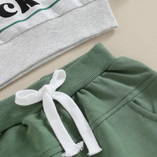 Vista 6 de Ropa para el día de San Valentín para bebé, sudadera de manga larga con letras, pantalones deportivos elásticos para otoño e invierno