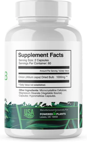 Vista 5 de Extracto de bulbo de cebolla 1000 mg puro de cebolla totalmente natural (Allium Cepa) Bulbo seco - 120 cápsulas