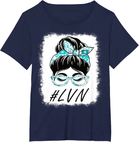 Vista 14 de LVN - Camiseta para mujer con licencia vocacional para enfermera, moño desordenado, Día Mundial de la Salud