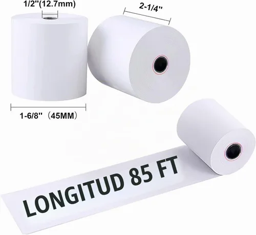 Vista 2 de Jayard Rollos de papel térmico de 2-1/4 pulgadas x 85 pies para tarjetas de crédito, rollos de papel térmico de 2.25 x 85 pies, rollos de caja