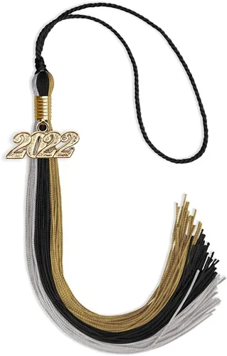 Vista 107 de Endea - Borla de graduación de triple color con gota de fecha dorada (negro/dorado/granate, 2020)