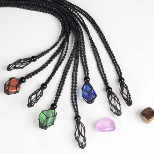 Vista 6 de Soporte para collar de jaula de cristal, 18 piezas, cordón vacío, soporte de piedra colgante, reemplazo con longitud ajustable