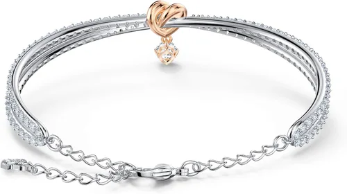 Vista 3 de SWAROVSKI Colección de joyas de cristal, pendientes y pulseras con forma de corazón, oro rosa y acabado en tono rodio