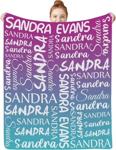 Vista 9 de Manta personalizada con nombre para niños, niñas, niños, niñas, manta personalizada con nombre para adultos, hombres y mujeres, mantas de bebé