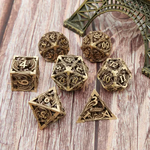 Vista 3 de DND - Juego de dados de metal, dados poliédricos de Calabozos y Dragones, juego de dados poliédricos para juegos de rol, juego de dados poliédricos