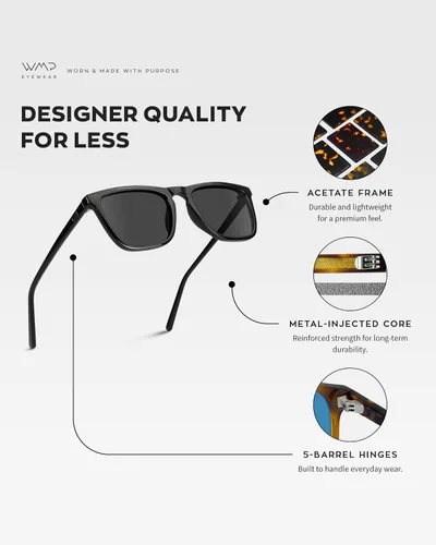 Vista 5 de WearMe Pro - Gafas de sol modernas cuadradas con lentes polarizadas para hombre