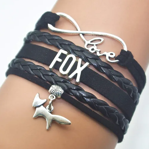 Vista 2 de HHHbeauty Pulsera de piel con diseño de zorro, regalo de zorro infinito, para fiestas, celebraciones, amantes del zorro, regalos temáticos de zorro