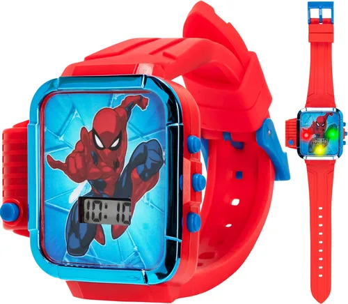 Vista 8 de Marvel Spider-Man Flashlight Watch for Kids – Light-Up Fun with LCD Display, LED Flashlight, and Durable Silicone Band