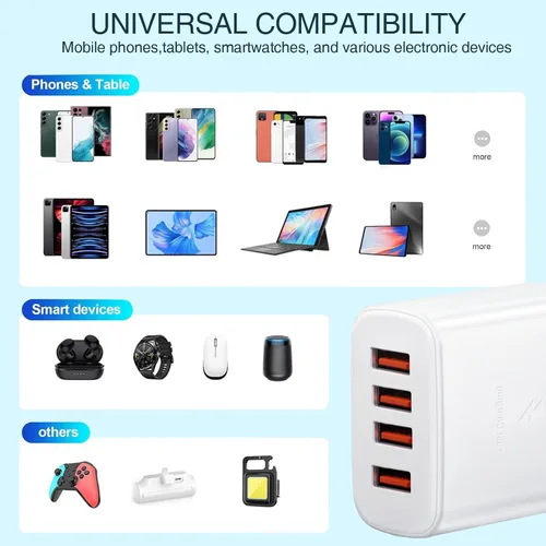 Vista 7 de Cubo de carga USB, enchufe de cargadores de pared, adaptador de enchufe de alimentación, estación de carga, base de caja compatible con teléfono 15