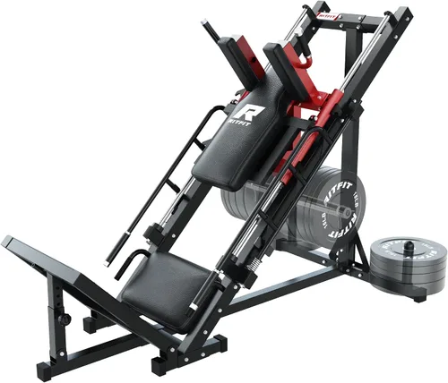 Vista 10 de RitFit Máquina de sentadillas para prensa de piernas, máquina profesional de prensa de piernas ajustable para gimnasio en casa con rodamiento