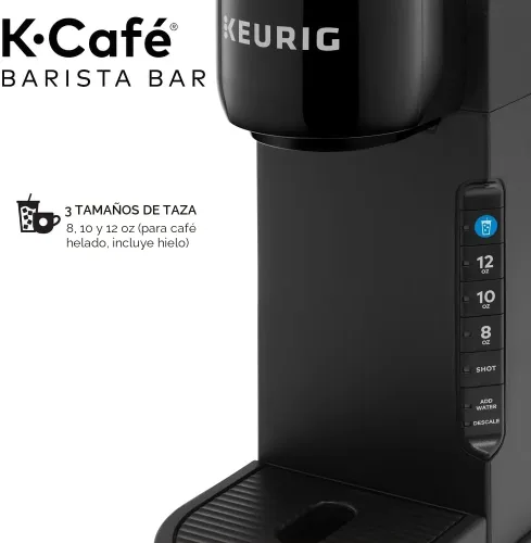 Vista 6 de Keurig K-Café Barista Bar Cafetera de una sola porción, con 3 tamaños de preparación, capacidades de preparación caliente y fría, botón de chupito