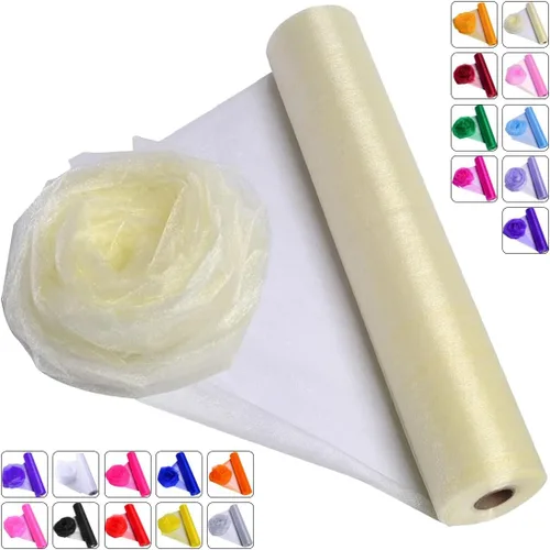 Vista 21 de Tela de Organza de Cristal Tul - 16" por 50 Yardas Tela Transparente para Decoración de Fiestas de Boda Despedida de Soltera Tutú Rollo de Malla