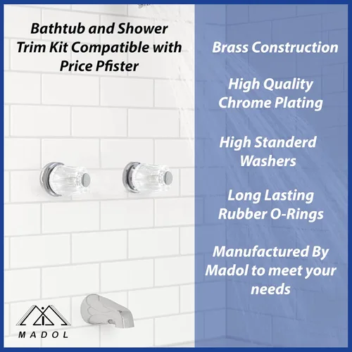 Vista 5 de Kit de reconstrucción para bañera y ducha compatible con Price Pfister – Ver dimensionamiento para el ajuste correcto- Juego
