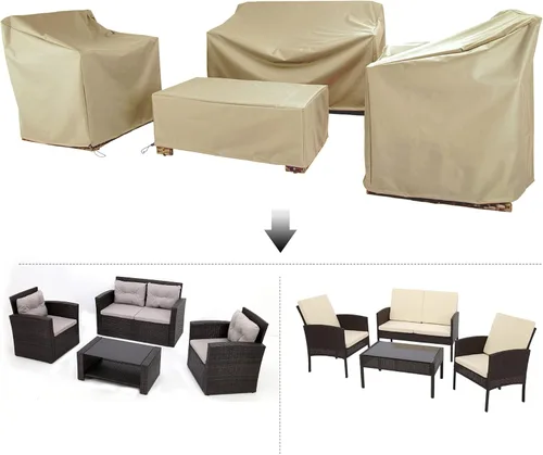 Vista 3 de Fundas para Muebles de Patio, Funda para Muebles de Exterior Impermeable, Fundas de Juego de Muebles de Patio para Juego de Conversación al Aire