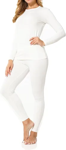 Vista 9 de 9M Ropa interior térmica de forro polar ultra suave para mujer, conjunto de parte superior e inferior de capa base Negro
