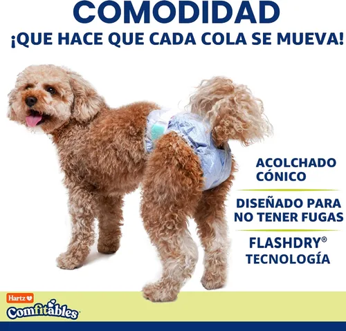 Vista 4 de ¡Nuevo! Hartz Comfitables Pañales desechables para perros, talla XXS, 12 unidades, ajuste cómodo y seguro, fáciles de colocar, súper absorbentes