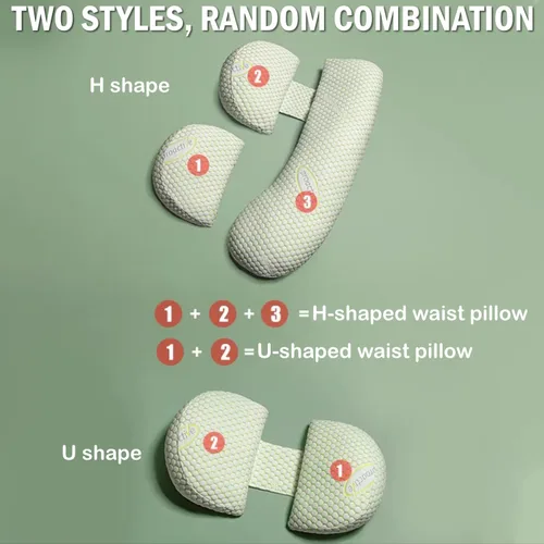 Vista 2 de Almohada de embarazo, almohada de maternidad para mujeres embarazadas, almohada de maternidad suave con funda de almohada desmontable y ajustable