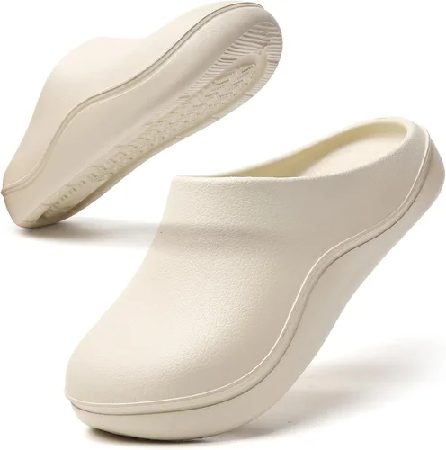 Vista 5 de Eliogn Zapatos de trabajo antideslizantes para hombres y mujeres, resistentes al aceite, zapatos de chef, ligeros, cómodos, sin cordones