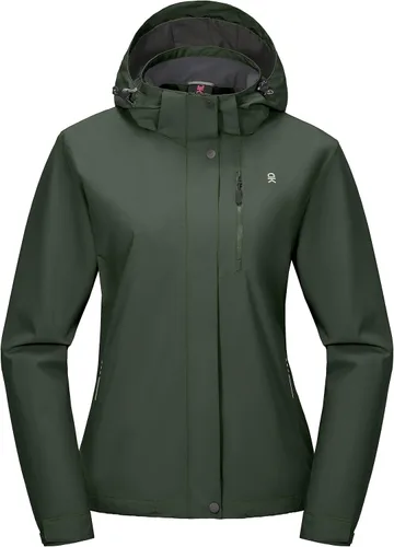 Vista 2 de Little Donkey Andy Chaqueta impermeable para mujer, ligera, con capucha, para viajes, senderismo, golf
