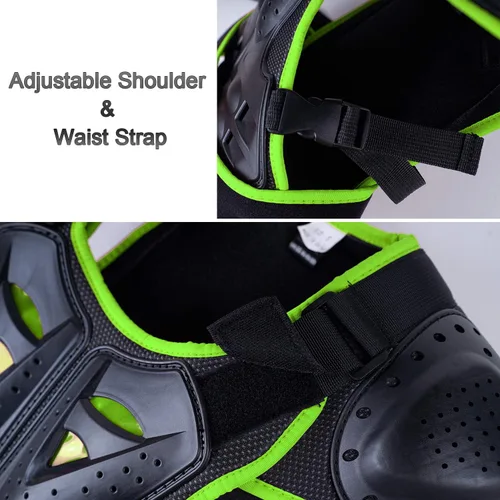 Vista 3 de Seahouse Chaleco de armadura de motocicleta para niños, protector de espalda, chaqueta blindada de carreras de calle para hombre+1 bandana al azar