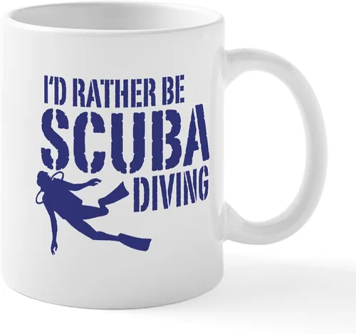 Vista 48 de CafePress Scuba Flag Diver Taza de café de cerámica de 11 oz (11.0 fl oz)
