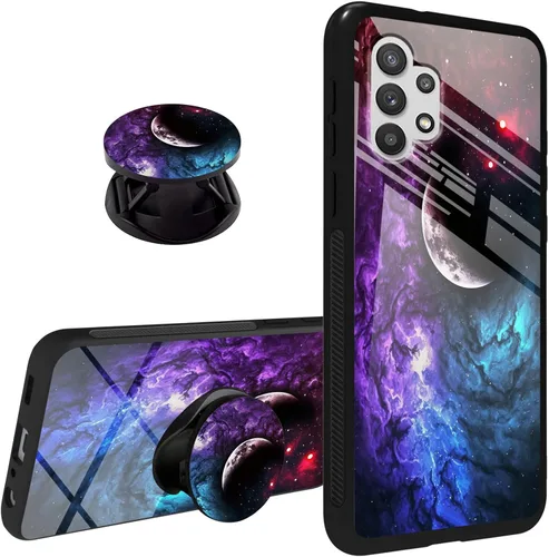 Vista 16 de Funda para Samsung Galaxy A32 5G agarre de teléfono con soporte extensible soporte soporte soporte, TPU suave parachoques a prueba de golpes