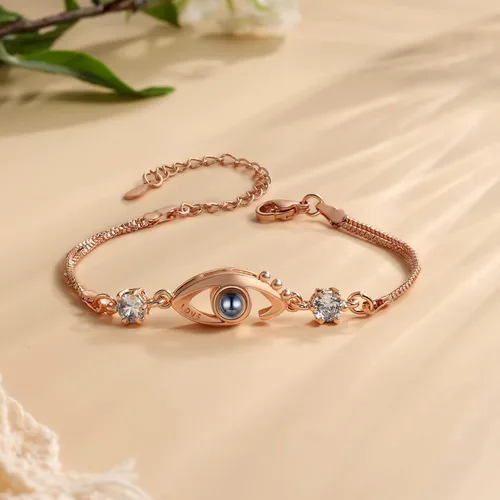 Vista 3 de Pulsera de proyección de fotos, pulsera personalizada con imagen en el interior, pulsera de fotos personalizada para parejas, amigas y mujeres